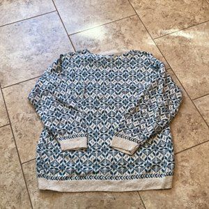 Men's teal & ivory colored sweater